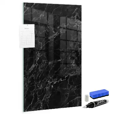 Magnetic dry erase board in dark marble