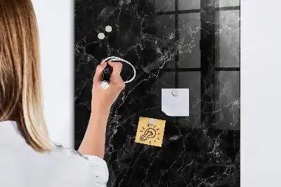Magnetic dry erase board in dark marble