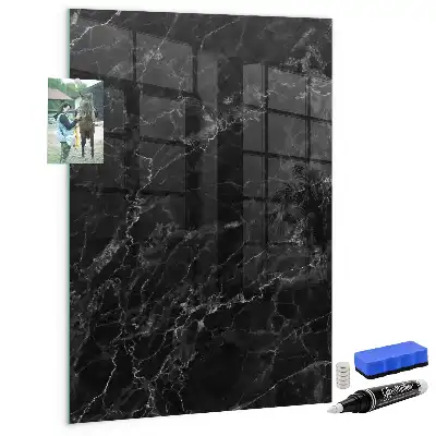 Magnetic dry erase board in dark marble