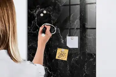 Magnetic dry erase board in dark marble