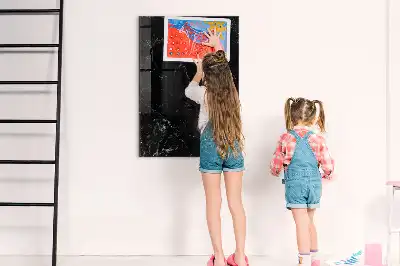 Magnetic dry erase board in dark marble