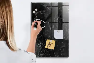 Magnetic dry erase board in dark marble