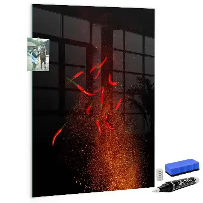 Magnetic dry erase board hot peppers design