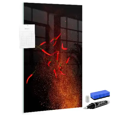Magnetic dry erase board hot peppers design