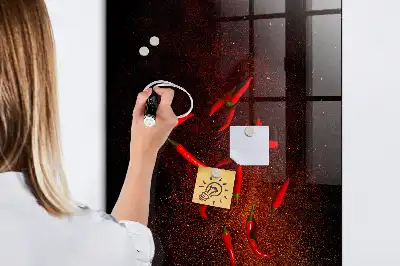 Magnetic dry erase board hot peppers design