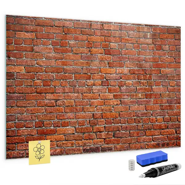 Magnetic dry erase board with old brick wall print