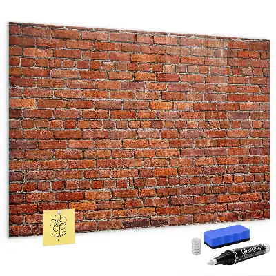 Magnetic dry erase board with old brick wall print
