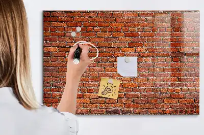 Magnetic dry erase board with old brick wall print