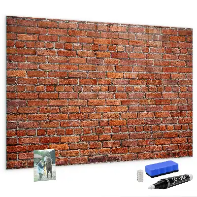 Magnetic dry erase board with old brick wall print