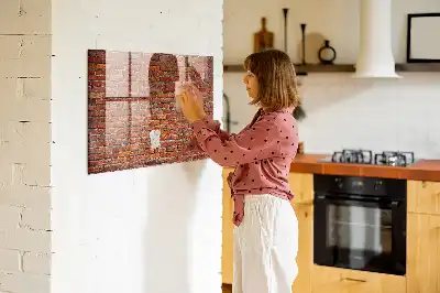 Magnetic dry erase board with old brick wall print