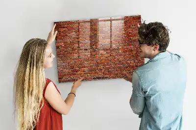 Magnetic dry erase board with old brick wall print