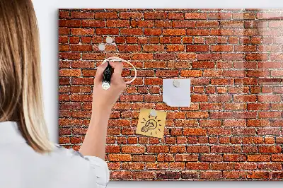 Magnetic dry erase board with old brick wall print