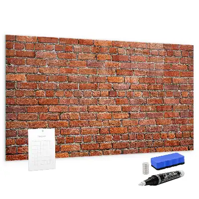 Magnetic dry erase board with old brick wall print