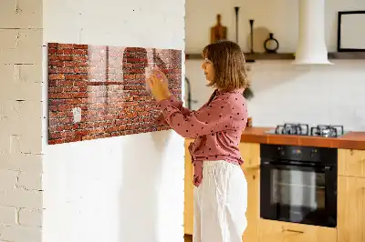 Magnetic dry erase board with old brick wall print