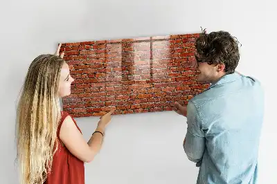 Magnetic dry erase board with old brick wall print