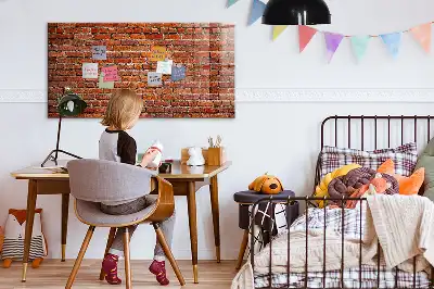 Magnetic dry erase board with old brick wall print