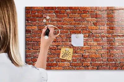 Magnetic dry erase board with old brick wall print