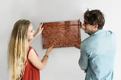 Magnetic dry erase board with old brick wall print