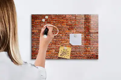 Magnetic dry erase board with old brick wall print