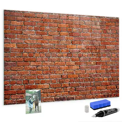 Magnetic dry erase board with old brick wall print