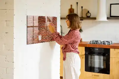 Magnetic dry erase board with old brick wall print