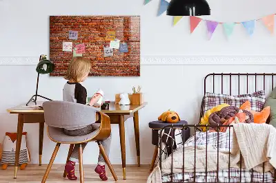 Magnetic dry erase board with old brick wall print