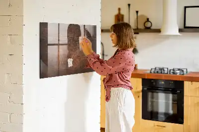 Magnetic erase board with an old wood frame