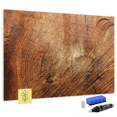 Magnetic dry erase board with an old tree trunk design frame