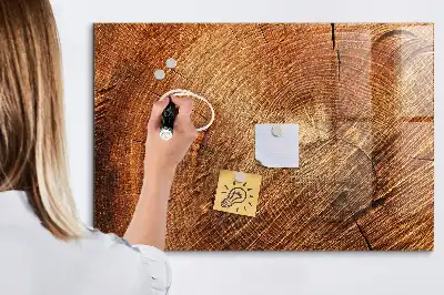 Magnetic dry erase board with an old tree trunk design frame