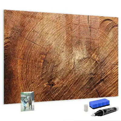 Magnetic dry erase board with an old tree trunk design frame