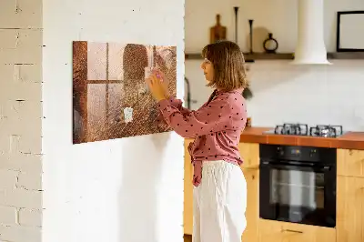 Magnetic dry erase board with an old tree trunk design frame