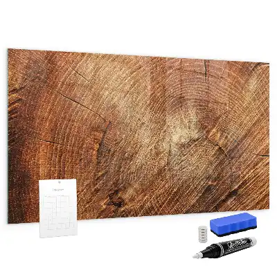 Magnetic dry erase board with an old tree trunk design frame