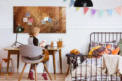 Magnetic dry erase board with an old tree trunk design frame