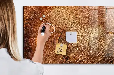 Magnetic dry erase board with an old tree trunk design frame