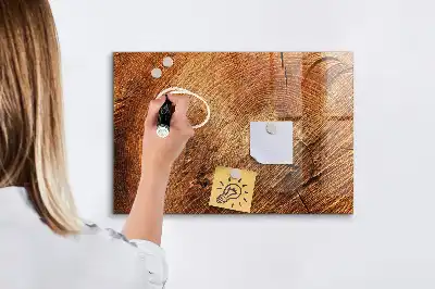Magnetic dry erase board with an old tree trunk design frame