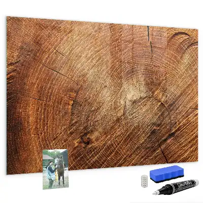 Magnetic dry erase board with an old tree trunk design frame