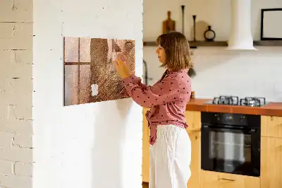 Magnetic dry erase board with an old tree trunk design frame