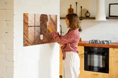 Magnetic dry erase board with a decorative wood frame
