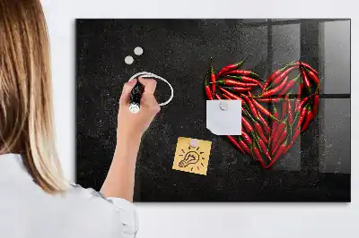 Magnetic dry erase board heart made of peppers design