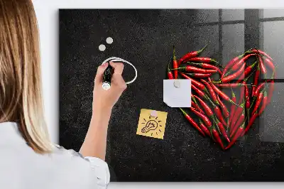 Magnetic dry erase board heart made of peppers design