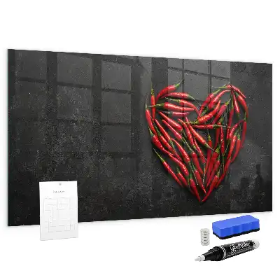 Magnetic dry erase board heart made of peppers design