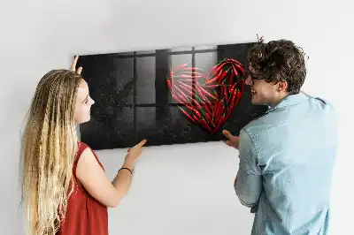 Magnetic dry erase board heart made of peppers design