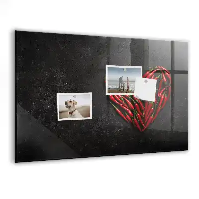 Magnetic dry erase board heart made of peppers design