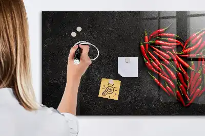 Magnetic dry erase board heart made of peppers design