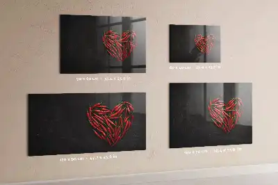 Magnetic dry erase board heart made of peppers design