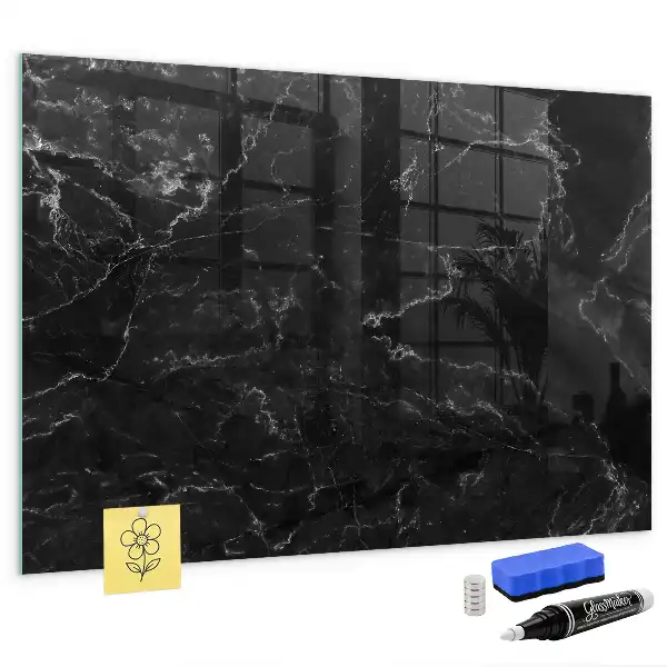 Magnetic dry erase board black marble finish