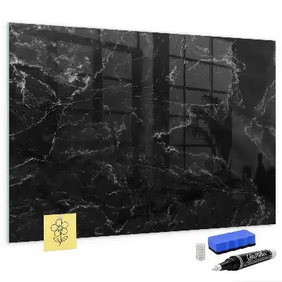 Magnetic dry erase board black marble finish