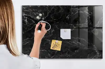 Magnetic dry erase board black marble finish