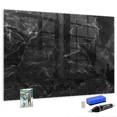 Magnetic dry erase board black marble finish