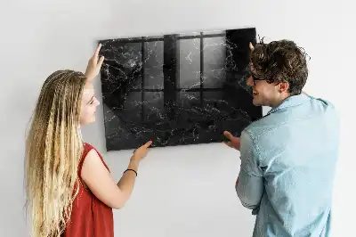 Magnetic dry erase board black marble finish